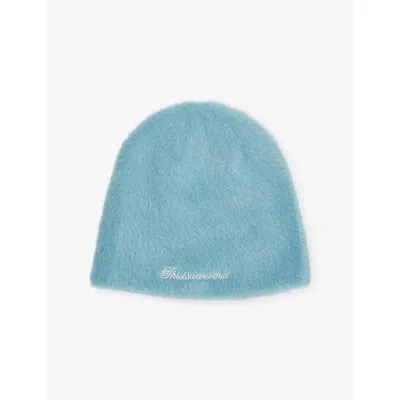 Thisisneverthat Mens Shaggy No Cuff Faux-fur Beanie Light Blue In Blue