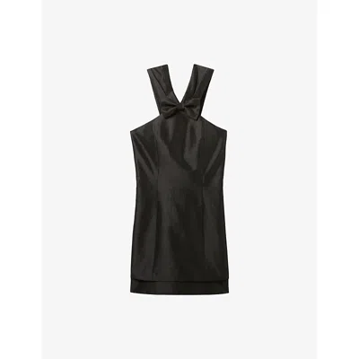 Claudie Pierlot Womens Sleeveless Bow-appliqué Stretch-woven Mini Dress Black In Black