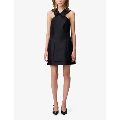Claudie Pierlot Womens Sleeveless Bow-appliqué Stretch-woven Mini Dress Black In Black