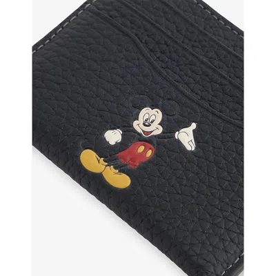 Coach Womens  X Disney Mickey Leather Card Holder Black In Black