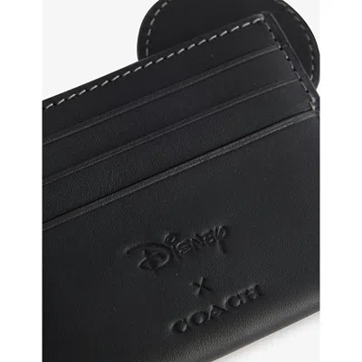Coach Womens  X Disney Mickey Leather Card Holder Black In Black