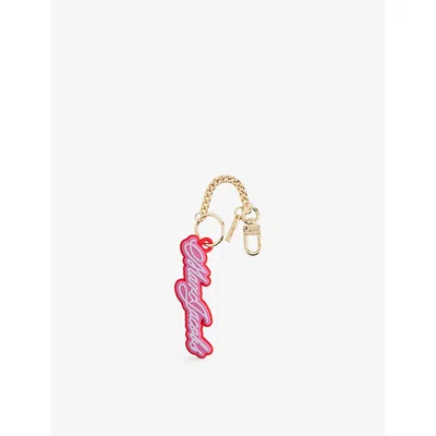 Marc Jacobs Womens The Cursive Logo Bag Charm Bow Pink Multi In Multi