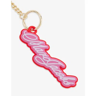 Marc Jacobs Womens The Cursive Logo Bag Charm Bow Pink Multi In Multi