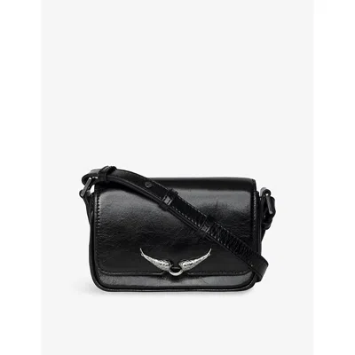 Zadig & Voltaire Womens Le Zazi Vintage Patent-leather Shoulder Bag Black In Black