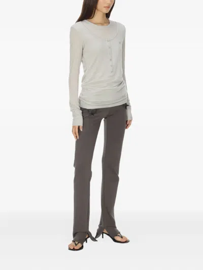 Open Yy Buttoned Layered T-shirt In Neutral