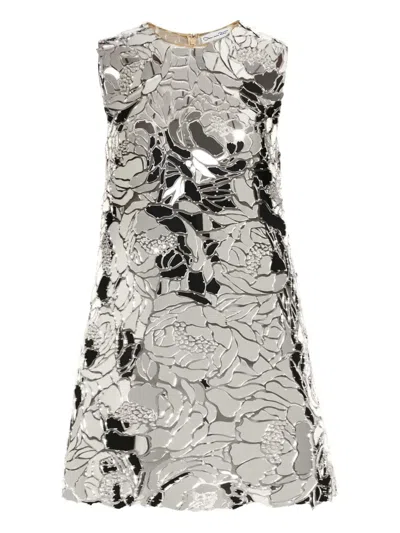 Oscar De La Renta Mirrored Floral Shift Mini Dress In Multi