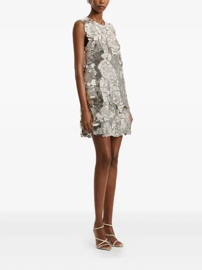 Oscar De La Renta Mirrored Floral Shift Mini Dress In Multi