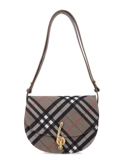 Burberry Compact Bridle Shoulder Bag With Adjustable Strap In Gray