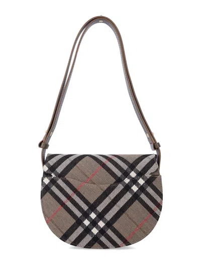 Burberry Compact Bridle Shoulder Bag With Adjustable Strap In Gray