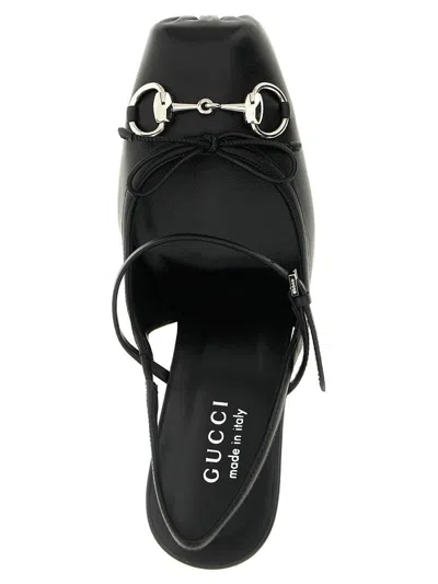 Gucci Leather Pumps With Metal Horsebit Detail In Black