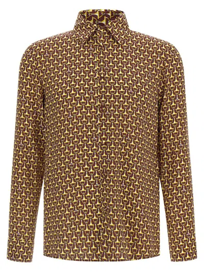 Gucci Equestrian Inspired Button-down Collar Shirt In Brown