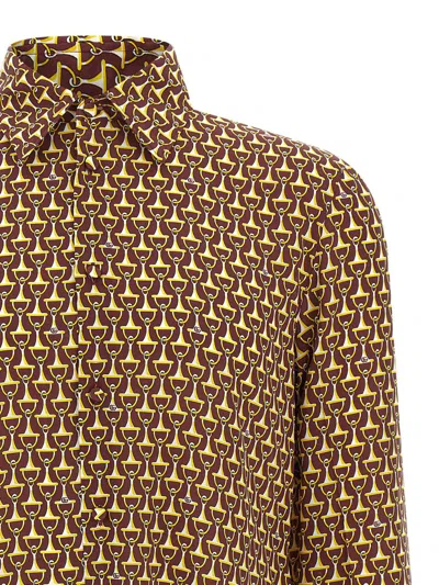 Gucci Equestrian Inspired Button-down Collar Shirt In Brown