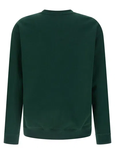 Gucci Long Sleeve Crewneck Sweatshirt With Ribbed Cuffs And Hem In Green