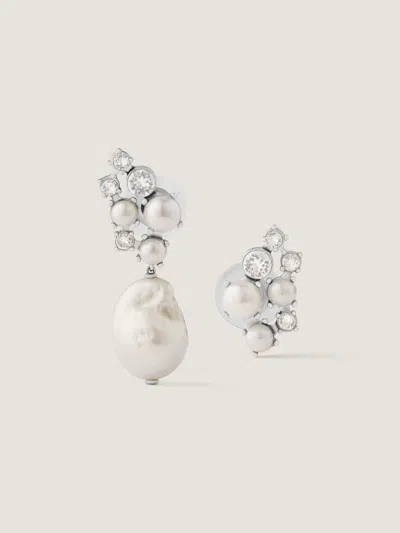 Givenchy Boucles D'oreilles Asymétriques Crystal Pearl En Métal, Cristaux Et Perles In Metallic