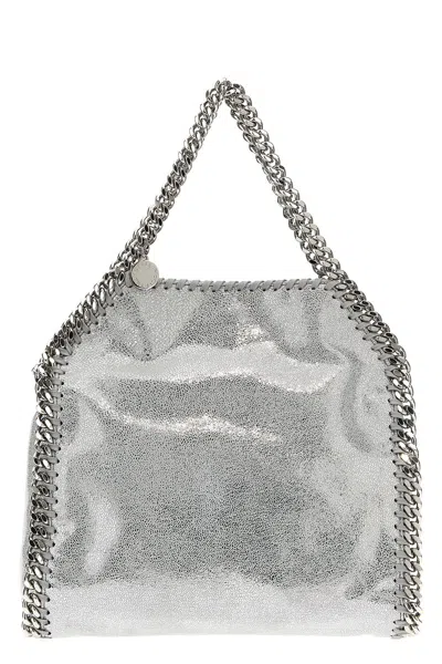 Stella Mccartney Falabella Micro Tote In Grey Polyester In Metallic
