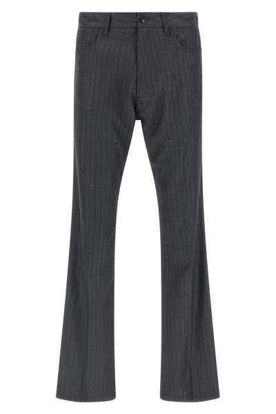 Balenciaga Tailored Pinstripe Trousers Featuring Pockets In Gray