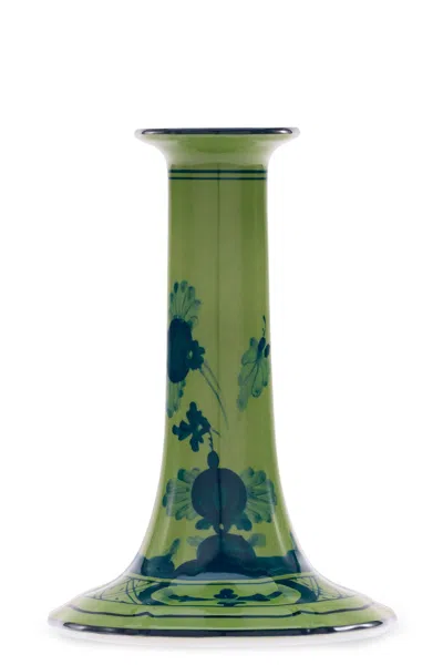 Ginori 1735 'oriente Italiano' Candle Holder In Green