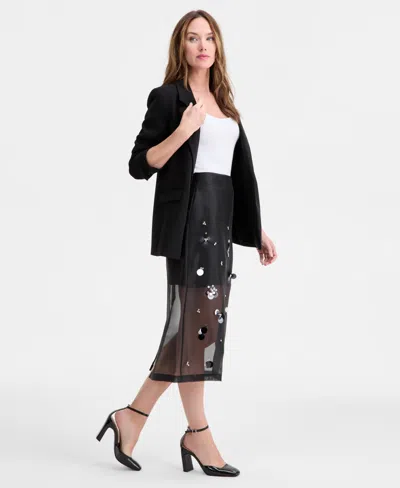 On 34th Women's Embellished Organza Midi Skirt, Macy's Exclusive In Black