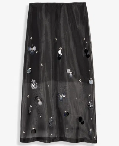 On 34th Women's Embellished Organza Midi Skirt, Macy's Exclusive In Black
