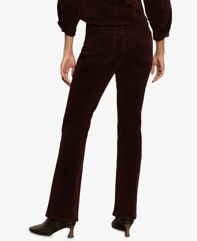 Sanctuary High Waist Bootcut Velveteen Pants In Burgundy