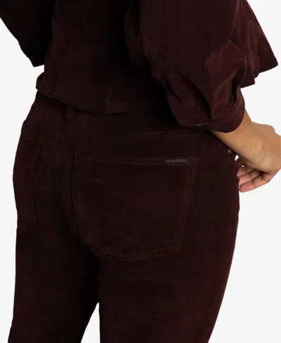 Sanctuary High Waist Bootcut Velveteen Pants In Burgundy