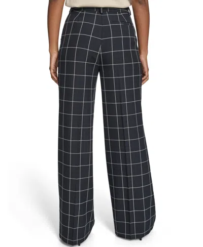 Tommy Hilfiger Women's High Rise Windowpane Sailor Pants In Black