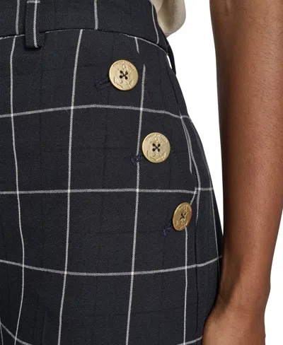 Tommy Hilfiger Women's High Rise Windowpane Sailor Pants In Black