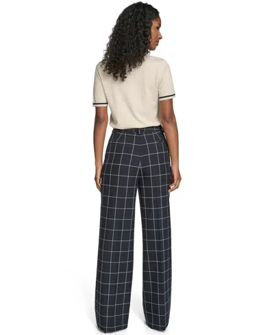 Tommy Hilfiger Women's High Rise Windowpane Sailor Pants In Black