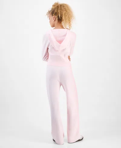 Hippie Rose Juniors' Chenille Wide-leg Knit Pants In Pink