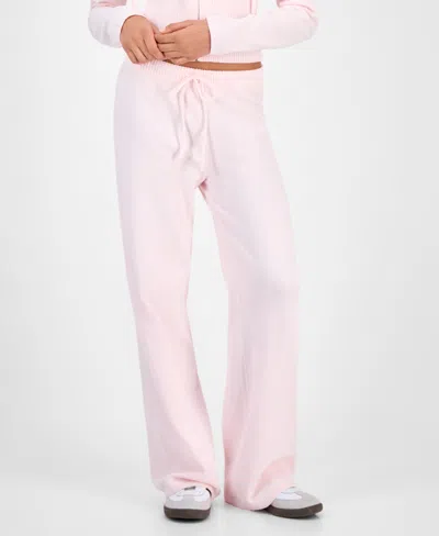 Hippie Rose Juniors' Chenille Wide-leg Knit Pants In Pink