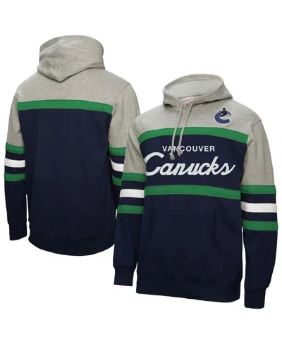 Mitchell & Ness Men's Navy/gray Vancouver Canucks Head Coach Pullover Hoodie In Black