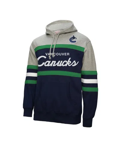 Mitchell & Ness Men's Navy/gray Vancouver Canucks Head Coach Pullover Hoodie In Black