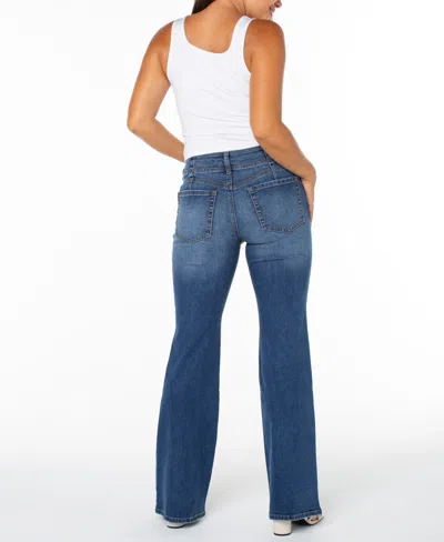 Celebrity Pink Juniors' Double-button Distressed Bootcut Jeans In Blue