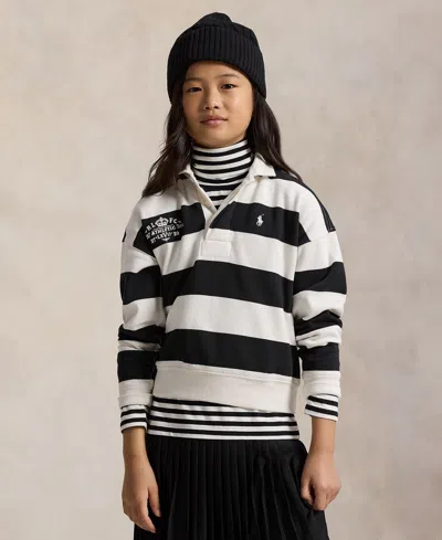 Polo Ralph Lauren Girls 7-16 Embroidered Rugby Sweatshirt In Black