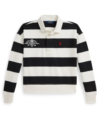 Polo Ralph Lauren Girls 7-16 Embroidered Rugby Sweatshirt In Black