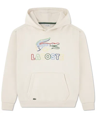 Lacoste Boys 8-20 Logo Embroidered Hoodie In Neutral