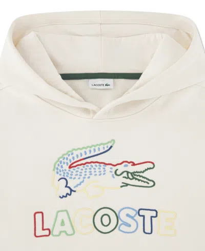 Lacoste Boys 8-20 Logo Embroidered Hoodie In Neutral