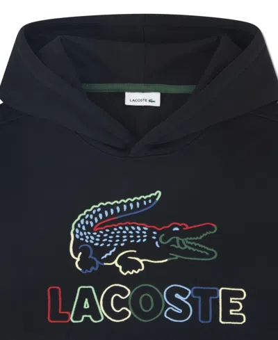 Lacoste Boys 8-20 Logo Embroidered Hoodie In Black