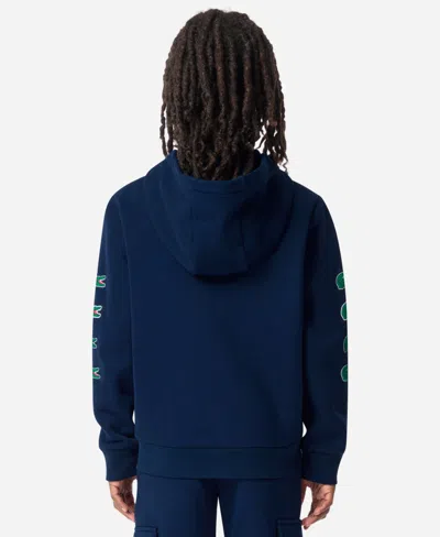 Lacoste Boys 8-20 Graphic Logo Print Full-zip Hoodie In Blue