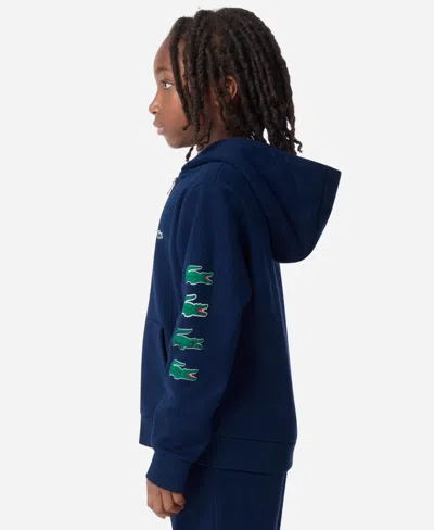 Lacoste Boys 8-20 Graphic Logo Print Full-zip Hoodie In Blue