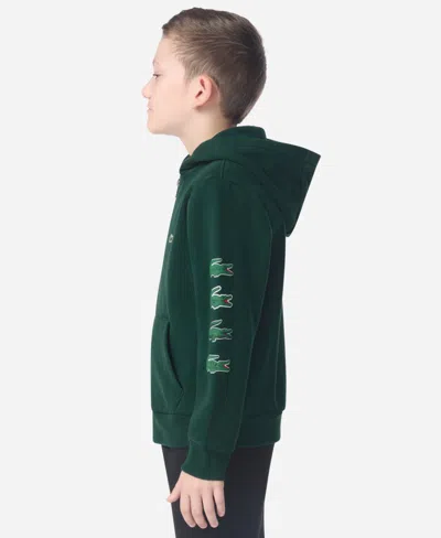 Lacoste Boys 8-20 Graphic Logo Print Full-zip Hoodie In Green