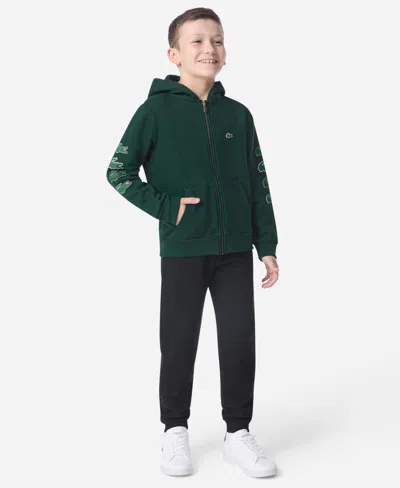 Lacoste Boys 8-20 Graphic Logo Print Full-zip Hoodie In Green