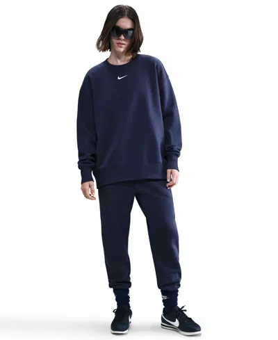 Nike Sportswear Women's Phoenix Fleece Oversized Crewneck Sweatshirt In Blue