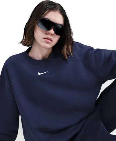 Nike Sportswear Women's Phoenix Fleece Oversized Crewneck Sweatshirt In Blue