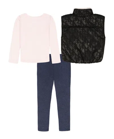 Calvin Klein Girls 4-6x 3-piece High Neck Vest, T-shirt And Pants Set In Multi