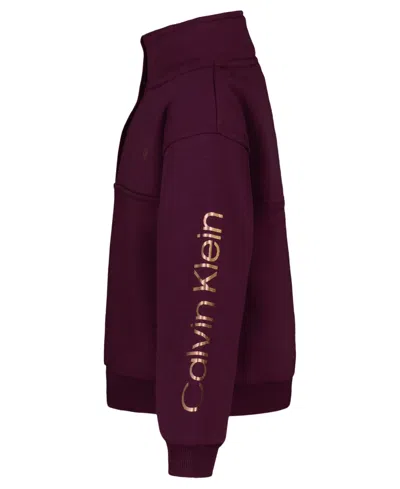 Calvin Klein Girls 4-6x 2-piece Fleece Sweatshirt And Pants Set In Burgundy