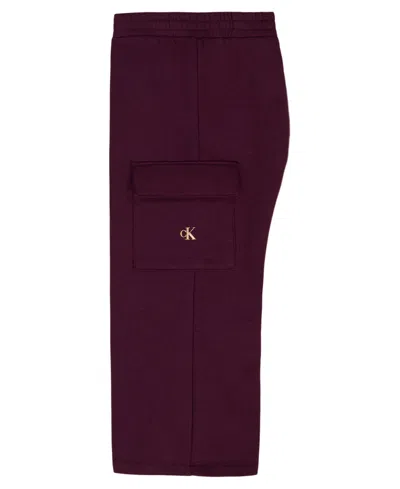Calvin Klein Girls 4-6x 2-piece Fleece Sweatshirt And Pants Set In Burgundy