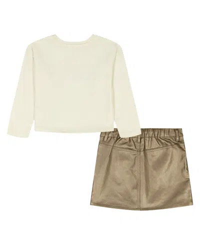 Calvin Klein Girls 4-6x 2-piece Long-sleeve T-shirt And Skirt Set In Multi