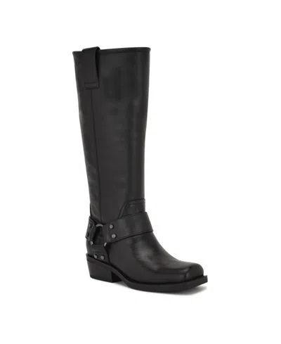 Nine West Women's Fawsta Tall Square Toe Boots In Black