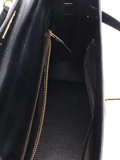 Pre-owned Hermes 1992 Box Calf Kelly Sellier 32 Handbag In Black